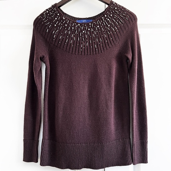 Purple Sweater Size Small Embroidered Knit Apt 9 - Picture 1 of 3